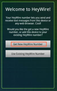 Get New HeyWire Numberをタップ