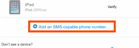 Add an SMS-capable Phone numberをタップ