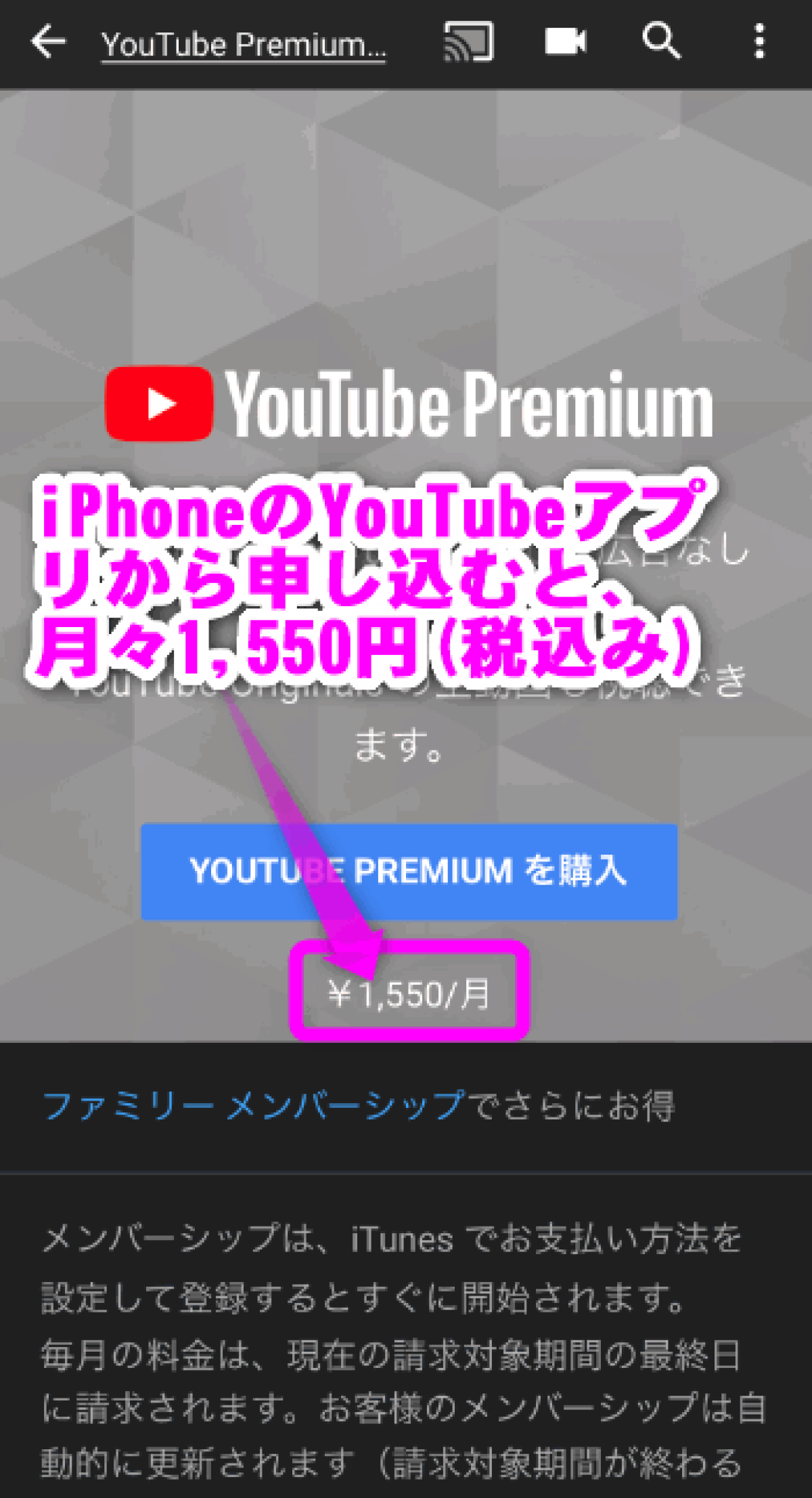 Iphoneでも安くyoutubeを有料契約するには