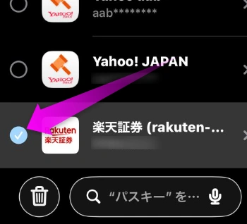 楽手証券にチェックを入れる